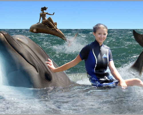 Девушка и дельфин. Наездницы